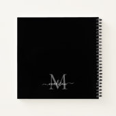 Schwarz-Silber-Grau-Monogramm-Anfangsbuchstaben Notizblock (Rückseite)