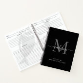 Schwarz-Silber-Grau-Monogramm-Skriptname Rezept Notizblock (Innenseite)