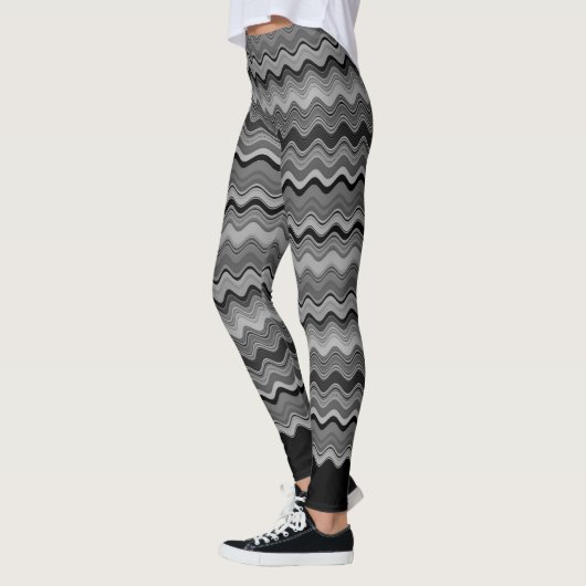 Schwarz-Silber-Grau-Wavy-Muster Leggings (Links)