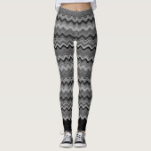 Schwarz-Silber-Grau-Wavy-Muster Leggings (Vorderseite)