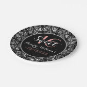 Schwarz & Silber Gray Blütenspitze Sweet 16 Pappteller (Schrägansicht)