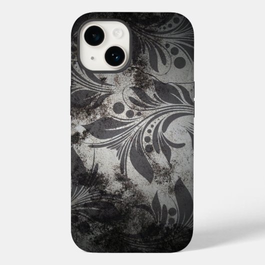 Schwarz-Silber-Grunge-Design Case-Mate iPhone Hülle (Rückseite)