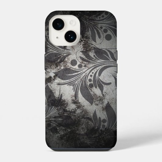 Schwarz-Silber-Grunge-Design iPhone Hülle (Rückseite)