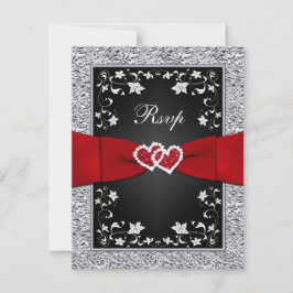 Schwarz-Silber-Herz-IMITATE Foil UAWG RSVP Karte
