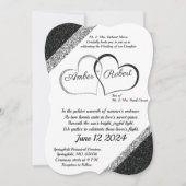 Schwarz-Silber-Hochzeit-Einladung mit Herzgedicht Save The Date (Vorderseite)