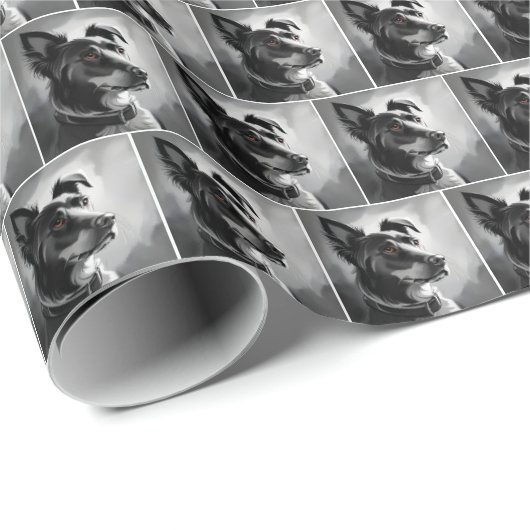 Schwarz-Silber-Hundeschichten Geschenkpapier (Rolleneckpunkt)