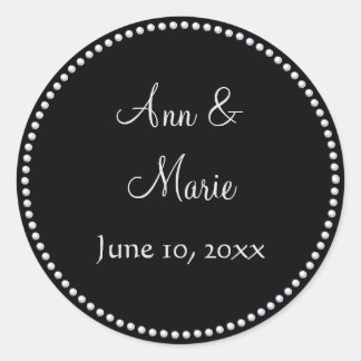 Schwarz-Silber-Imitat-Glitzer-Hochzeitsticker Runder Aufkleber
