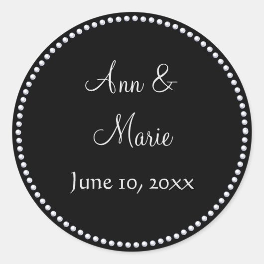 Schwarz-Silber-Imitat-Glitzer-Hochzeitsticker Runder Aufkleber (Vorderseite)