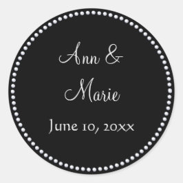 Schwarz-Silber-Imitat-Glitzer-Hochzeitsticker Runder Aufkleber