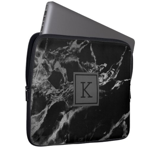 Schwarz-Silber-Imitat Laptopschutzhülle (Vorne Rechts)