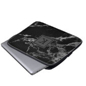 Schwarz-Silber-Imitat Laptopschutzhülle (Vorne Knopf)