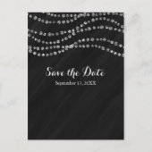 Schwarz-Silber-Imitate Diamant-Blende Save the Dat Ankündigungspostkarte (Vorderseite)