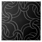 Schwarz-Silber-Knotenteile Nahtlose Muster Tile Fliese (Vorderseite)