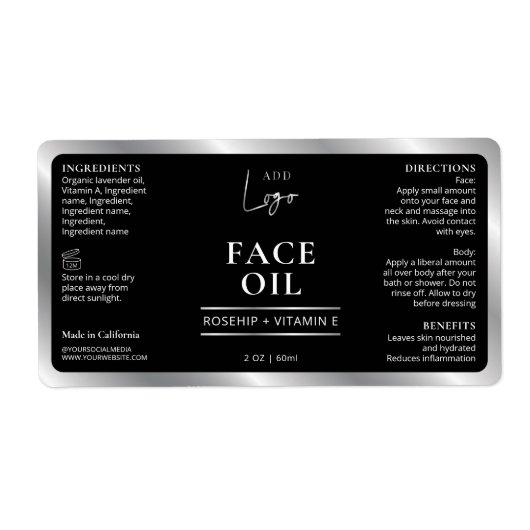 Schwarz-Silber-Kosmetikflasche (Vorne)