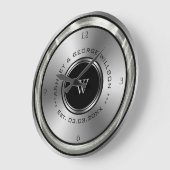 Schwarz-Silber-Kreis Große Wanduhr (Winkel)
