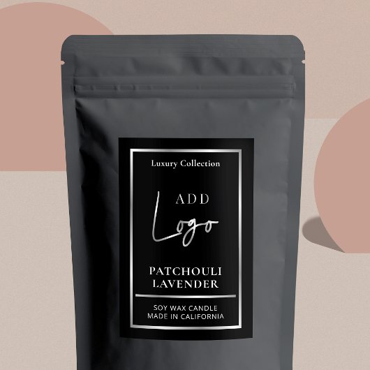 Schwarz-Silber-Logo Elegantes vertikales Label für Lebensmitteletikett