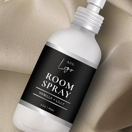 Schwarz-Silber-Logo Modern Room Spray Flasche Labe