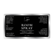 Schwarz-Silber-Logo Modern Room Spray Flasche Labe (Vorne)