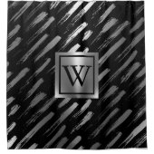 Schwarz-Silber-Metallic-Abstrakt Duschvorhang (Vorderseite)