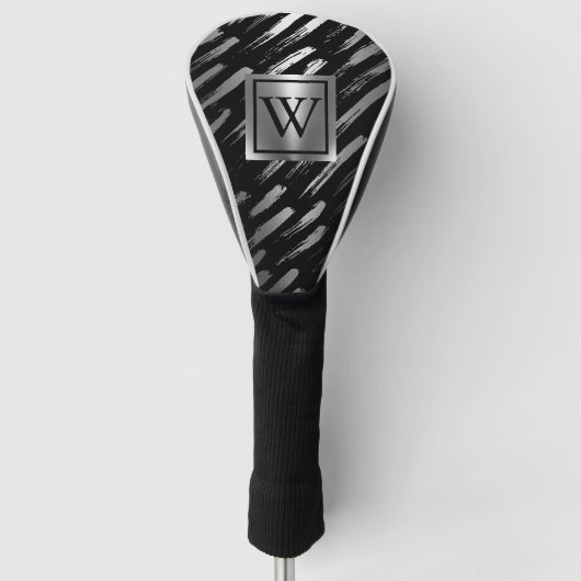 Schwarz-Silber-Metallic-Abstrakt Golf Headcover (Vorderseite)