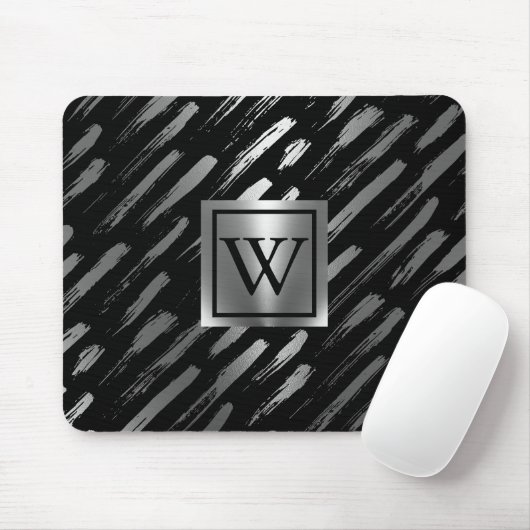 Schwarz-Silber-Metallic-Abstrakt Mousepad (Mit Mouse)