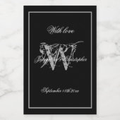 Schwarz & Silber Moderne Wedding Monogram Cool Min Weinetikett (Einzelnes Label)