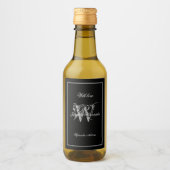 Schwarz & Silber Moderne Wedding Monogram Cool Min Weinetikett (Vorderseite)