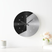 Schwarz & Silber Modernes geometrisches Design 2 Große Wanduhr (Zuhause)