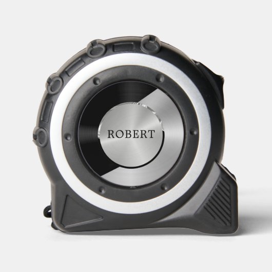 Schwarz & Silber Modernes geometrisches Design Maßband (Vorderseite)