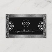 Schwarz-Silber-Mosaik-Verziert-Sparkle-Juwelen Log Visitenkarte (Vorderseite)