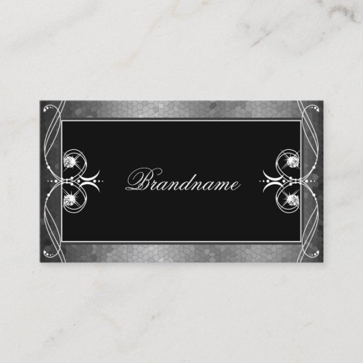 Schwarz-Silber-Mosaik Verzierte Sparkle-Juwelen Or Visitenkarte (Vorderseite)