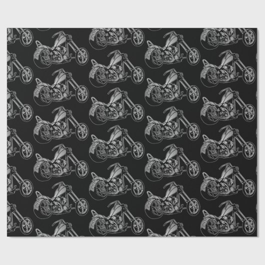 Schwarz-Silber-Motorrad Geschenkpapier (Flach)