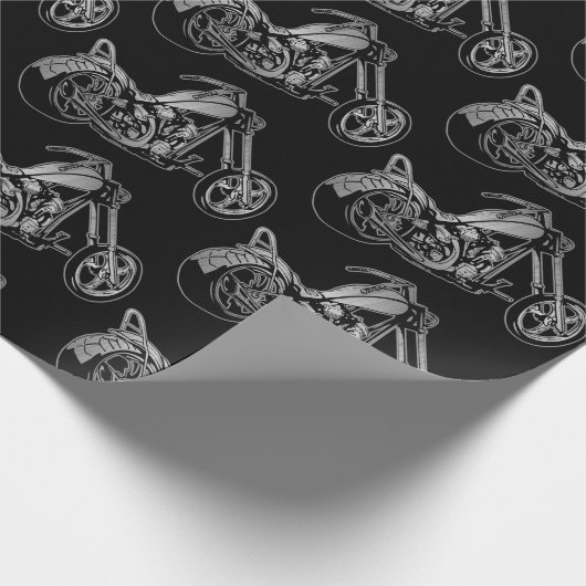 Schwarz-Silber-Motorrad Geschenkpapier (Ecke)