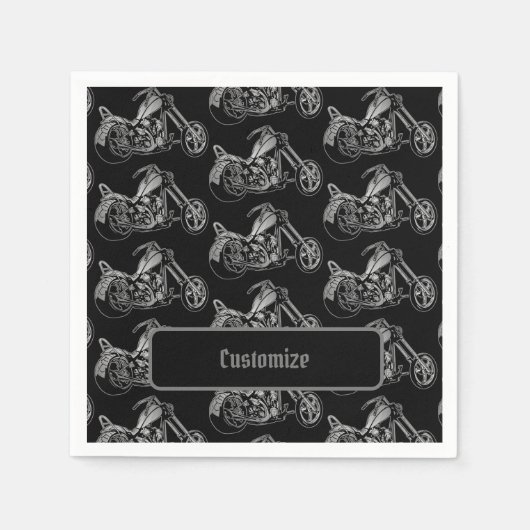 Schwarz-Silber-Motorrad Serviette (Vorderseite)