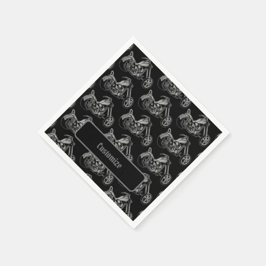 Schwarz-Silber-Motorrad Serviette (Ecke)