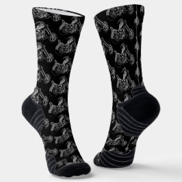 Schwarz-Silber-Motorradmuster Socken