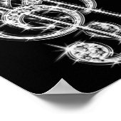 Schwarz/Silber Musiknote & Stiletto 50. Geburtstag Poster (Ecke)