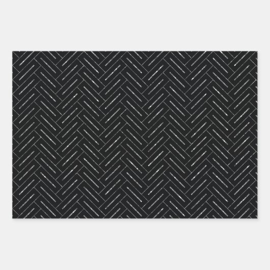 Schwarz-Silber-Muster-Papierblätter Geschenkpapier Set (Vorderseite 2)
