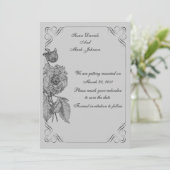Schwarz-Silber-Peony Floral Hochzeit speichern das Einladung (Stehend Vorderseite)
