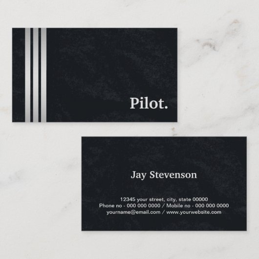 Schwarz-Silber-Pilot Beruflich Visitenkarte (Vorne/Hinten)