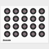 Schwarz, Silber, Rosa, 1,5" Bat Mitzvah Sticker (Blatt)