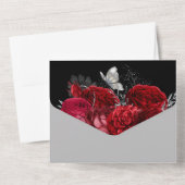 Schwarz-Silber-Rose All In One Einladung (Rückseite)