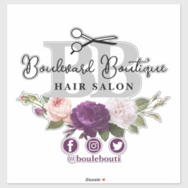 Schwarz-Silber-Rose-Haarsalon-Stylist-Logo Aufkleber
