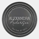 Schwarz-Silber-Rücksendeaufkleber Runder Aufkleber (Vorderseite)