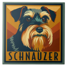 Schwarz-Silber-Schnauzer-Retro-Portrait