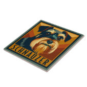 Schwarz-Silber-Schnauzer-Retro-Portrait Fliese (Seite)