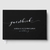 Schwarz-Silber-Script-Elegante Hochzeit Gästebuch (Vorderseite)
