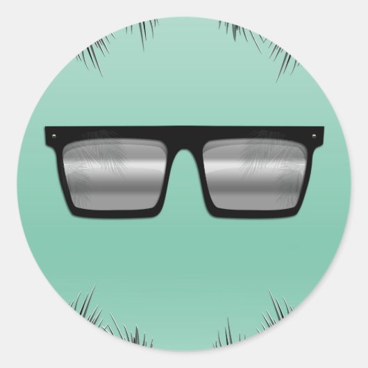 Schwarz & Silber Sonnenbrille Aquamarin Sweet 16 P Runder Aufkleber (Vorderseite)