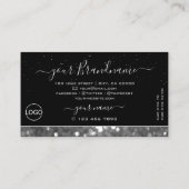 Schwarz-Silber-Sparkeil-Glitzer-Diamanten-Logo Visitenkarte (Rückseite)