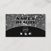 Schwarz-Silber-Sparkeil-Glitzer-Diamanten-Logo Visitenkarte (Vorderseite)